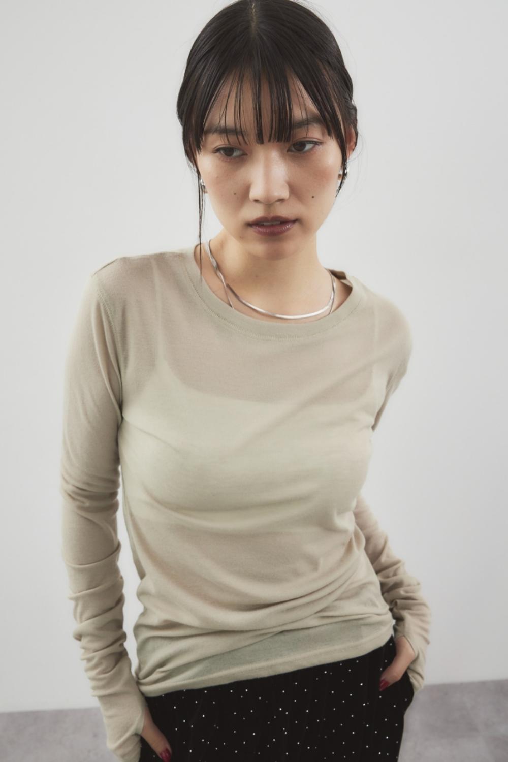 Sheer long sleeve tee