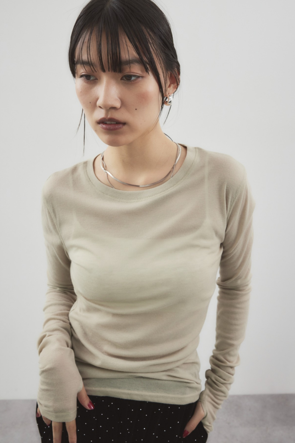 Sheer long sleeve tee