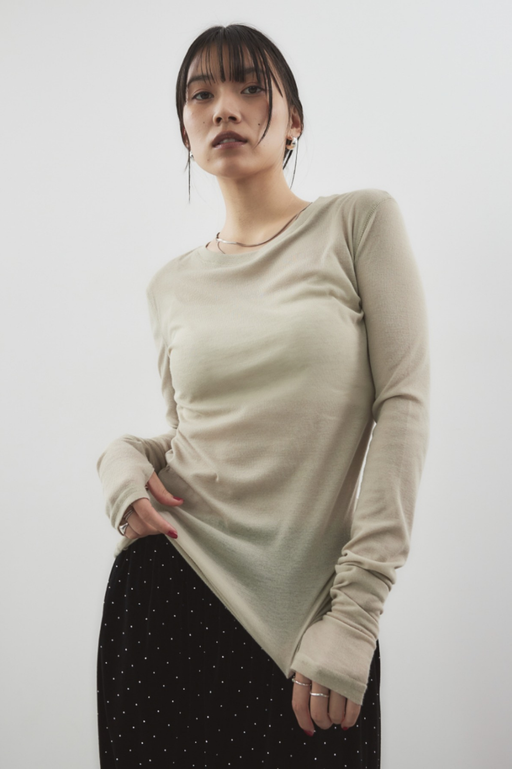 Sheer long sleeve tee