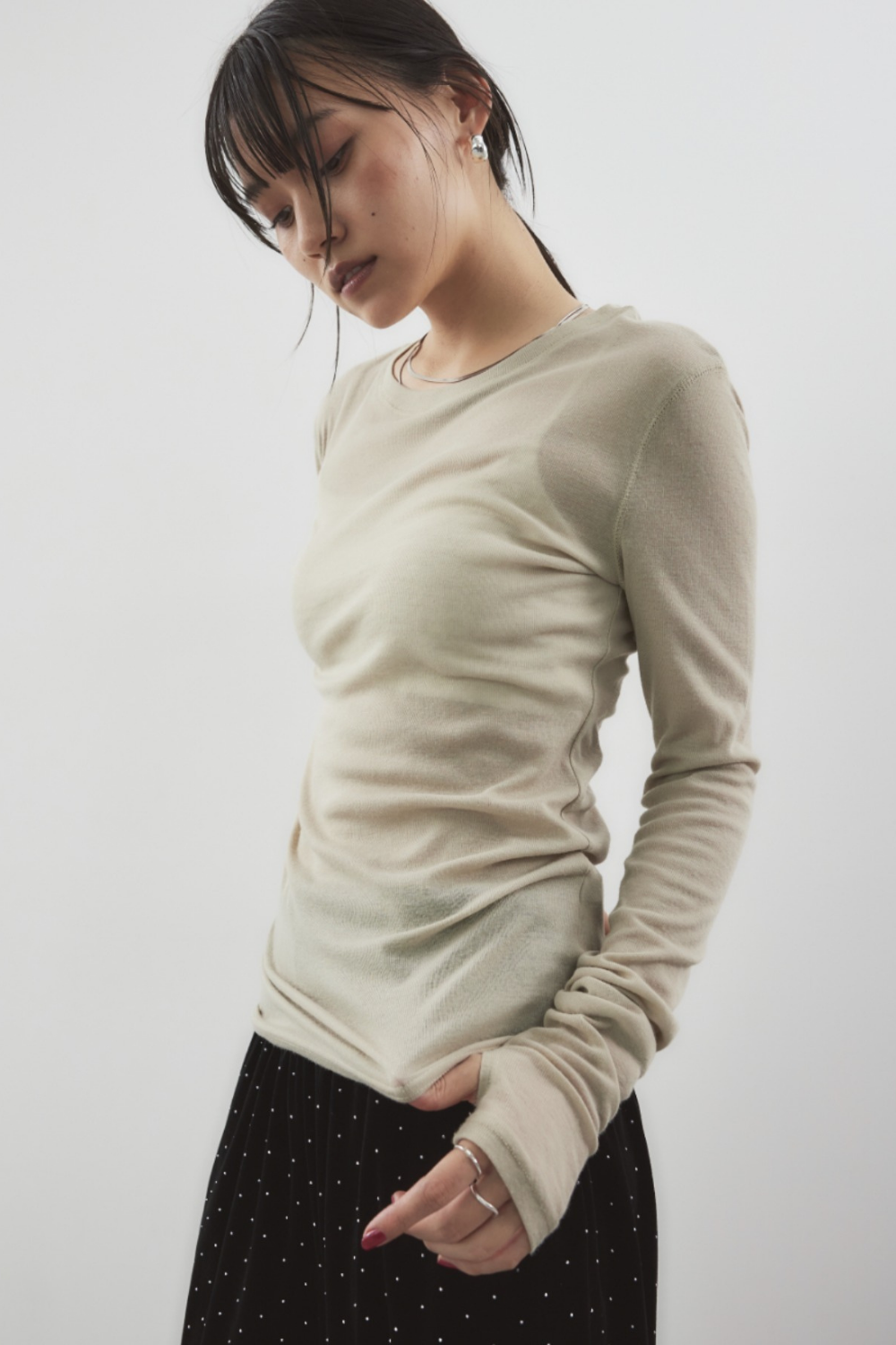 Sheer long sleeve tee
