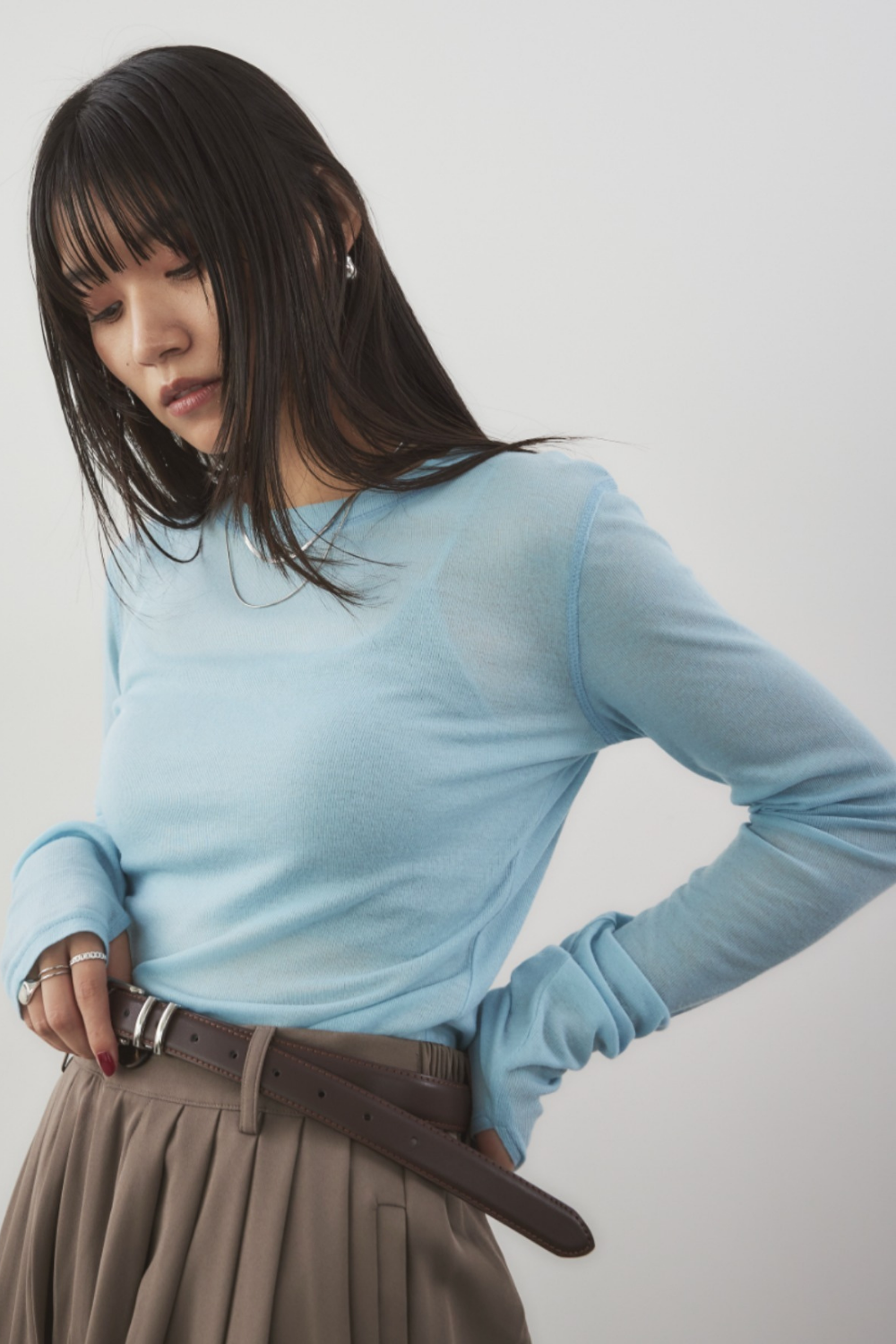 Sheer long sleeve tee