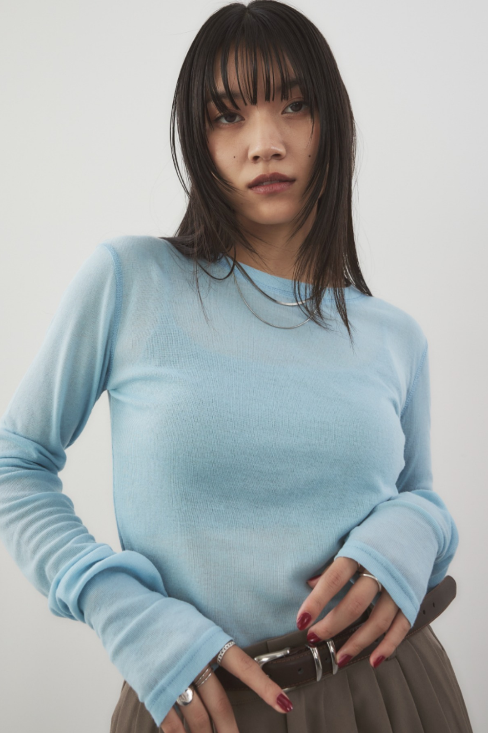 Sheer long sleeve tee