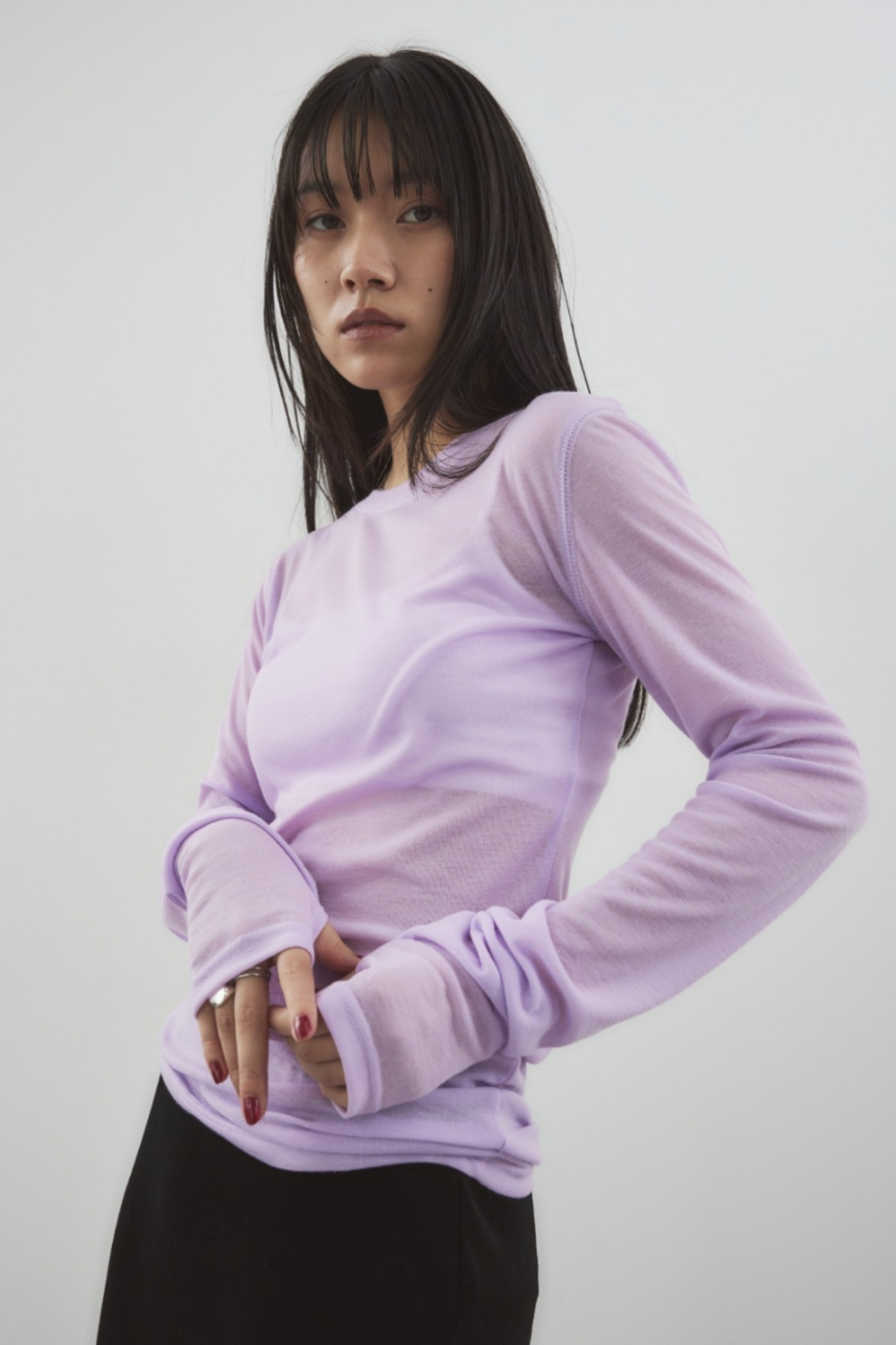 Sheer long sleeve tee