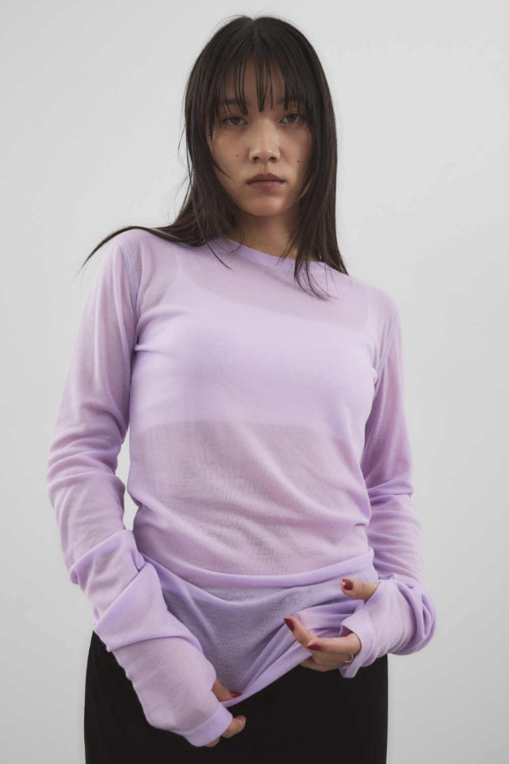 Sheer long sleeve tee