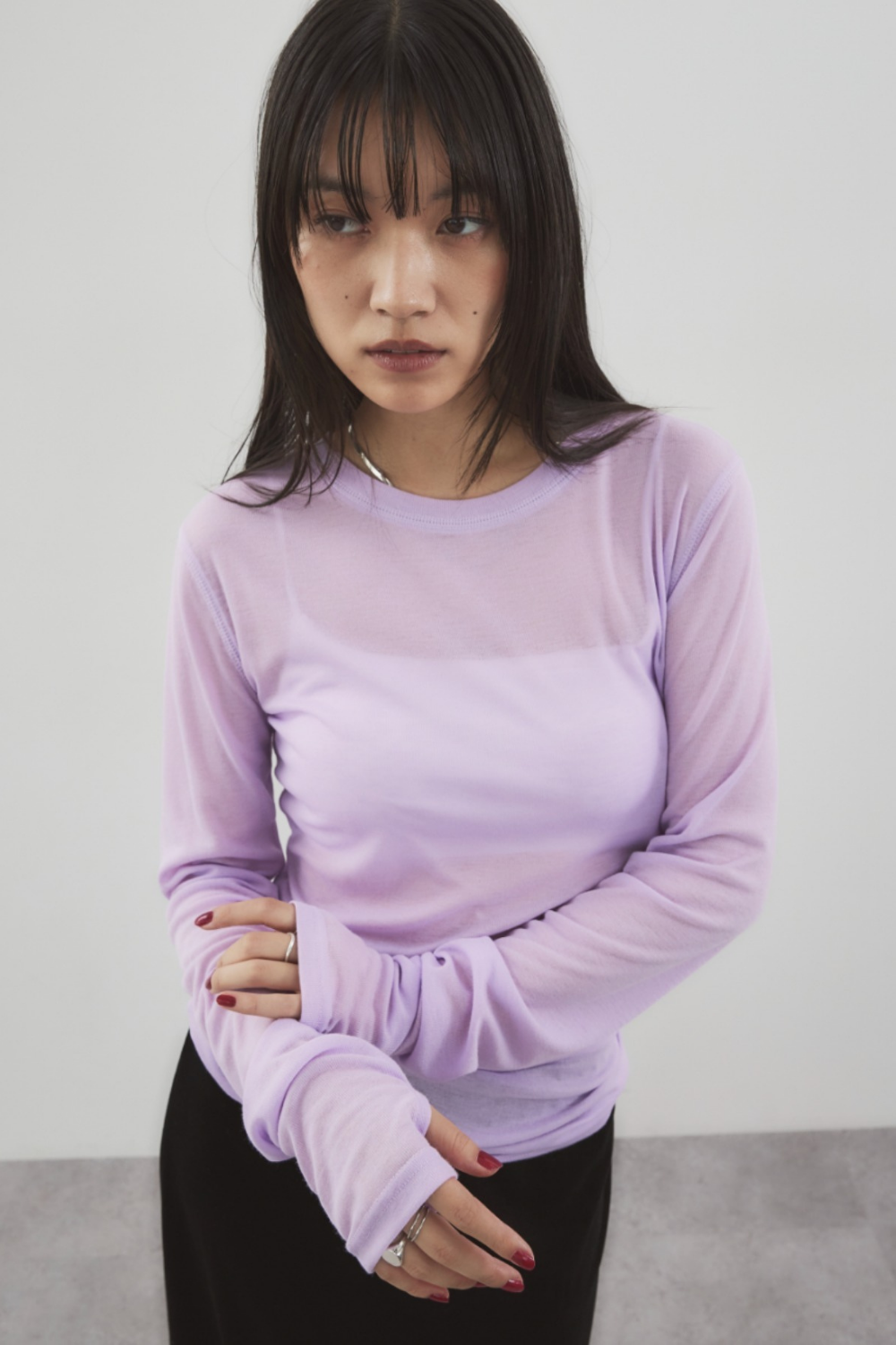 Sheer long sleeve tee
