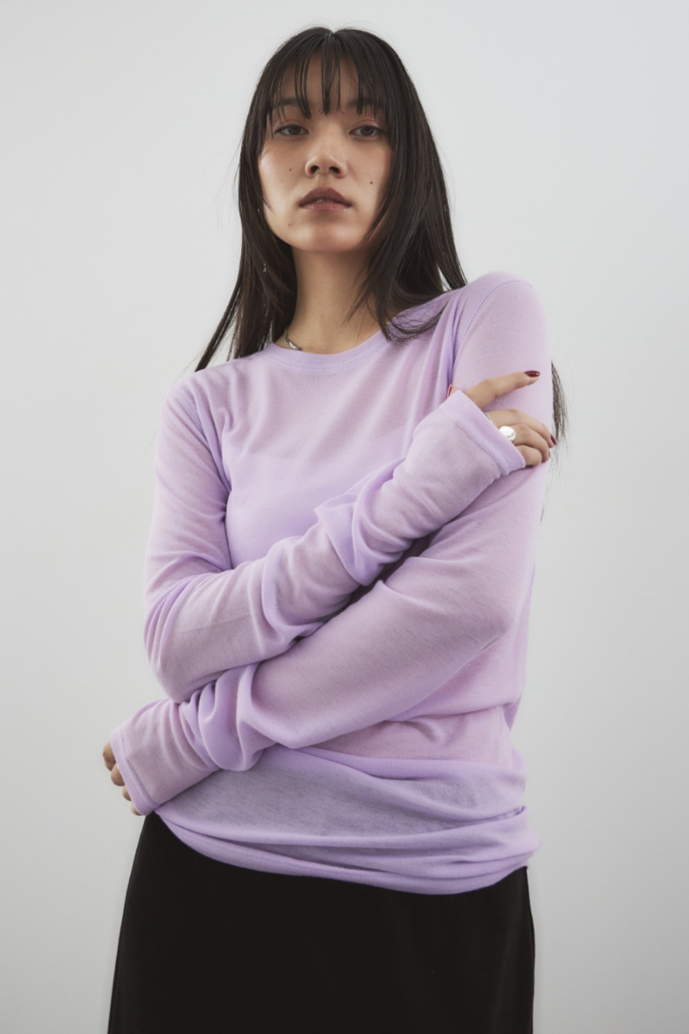 Sheer long sleeve tee