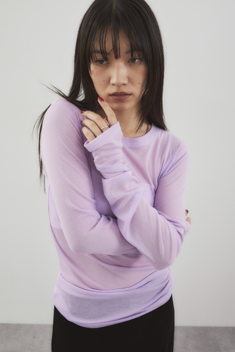 Sheer long sleeve tee