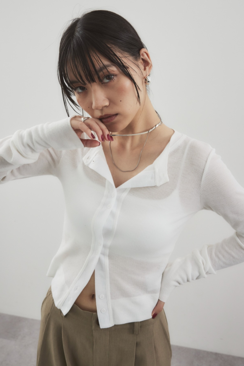 Sheer rib cardigan