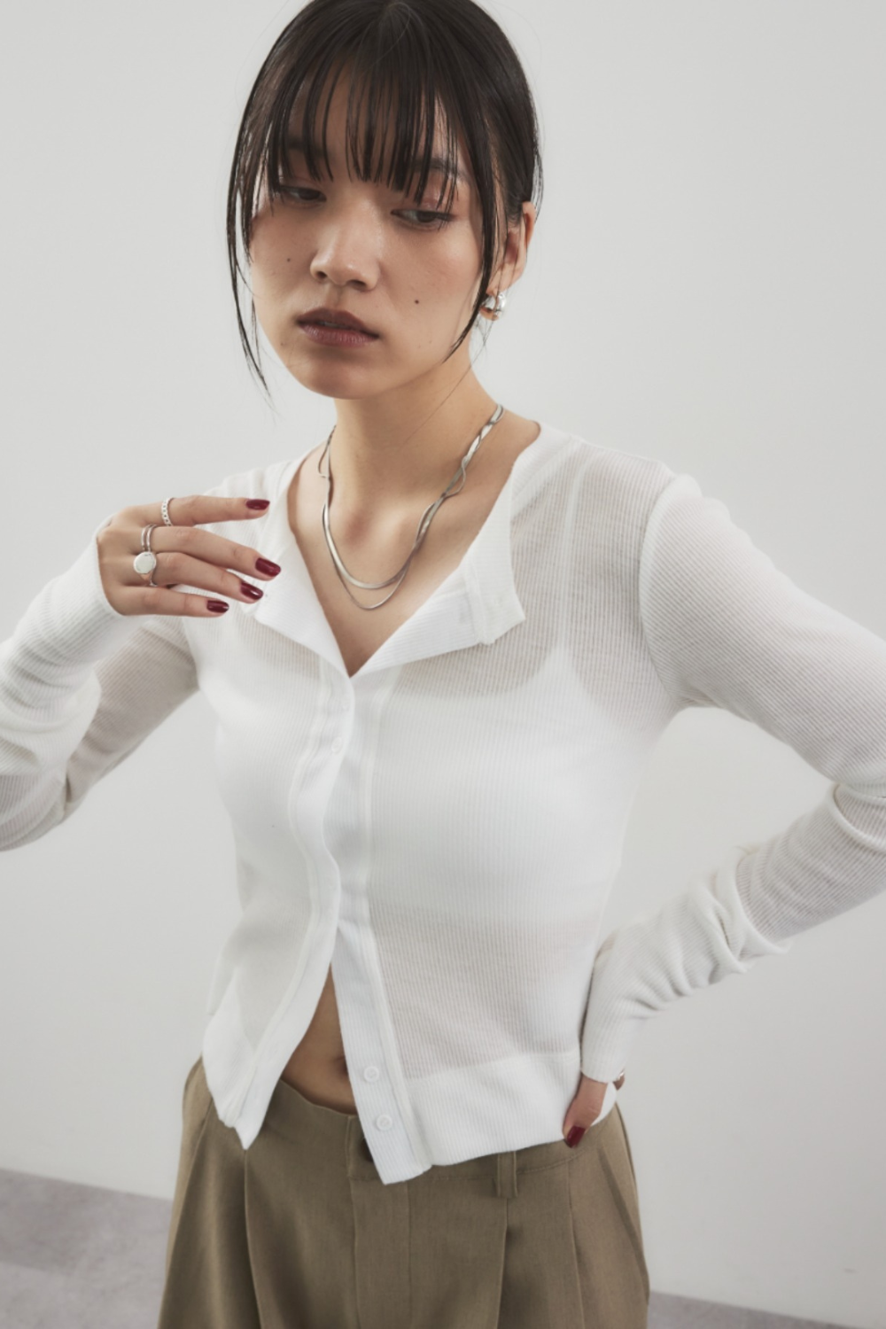 Sheer rib cardigan