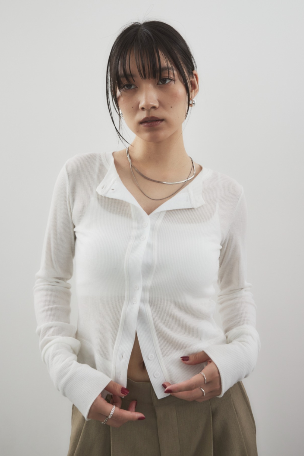 Sheer rib cardigan