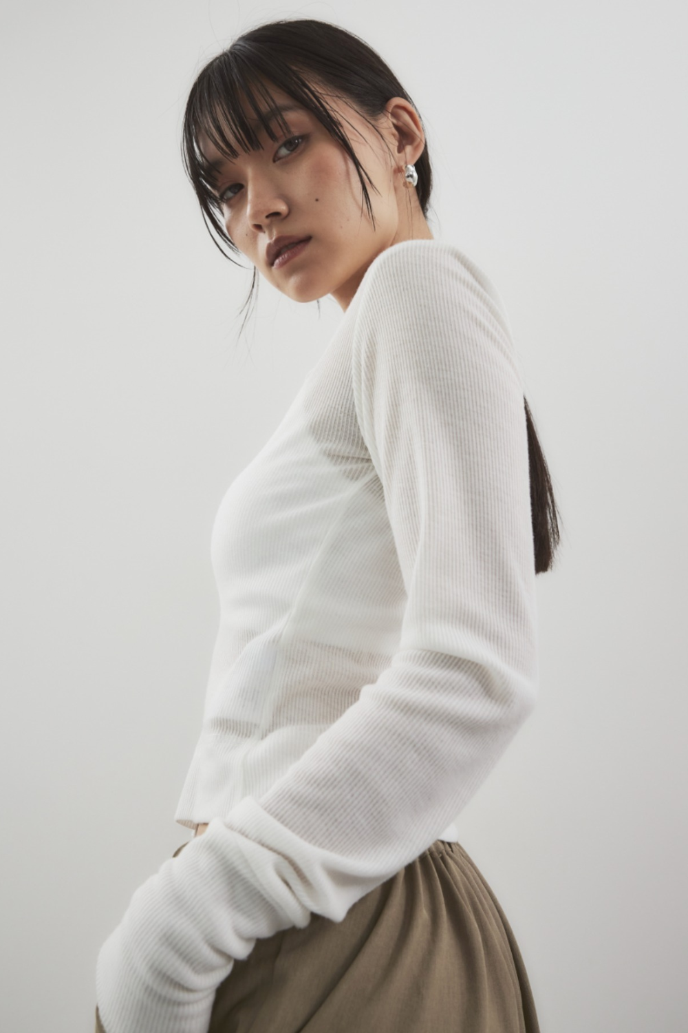 Sheer rib cardigan
