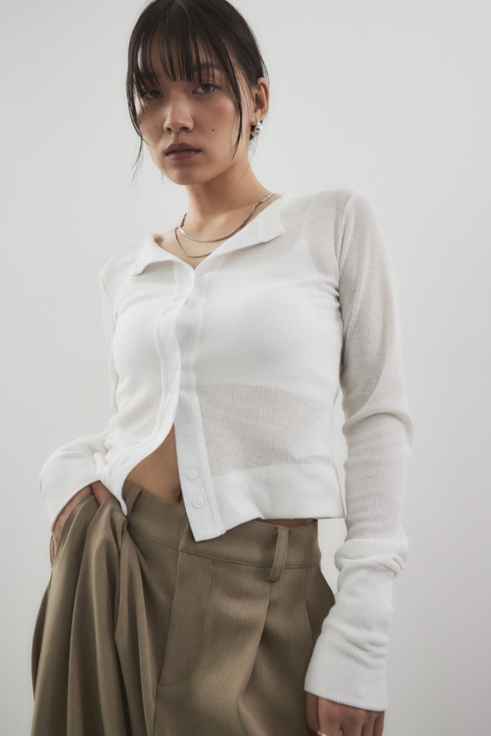 Sheer rib cardigan