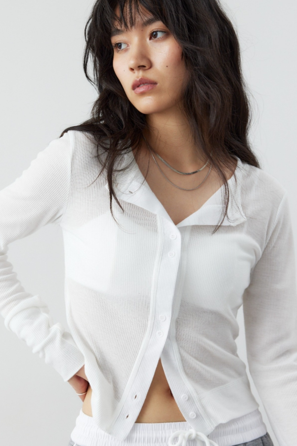 Sheer rib cardigan