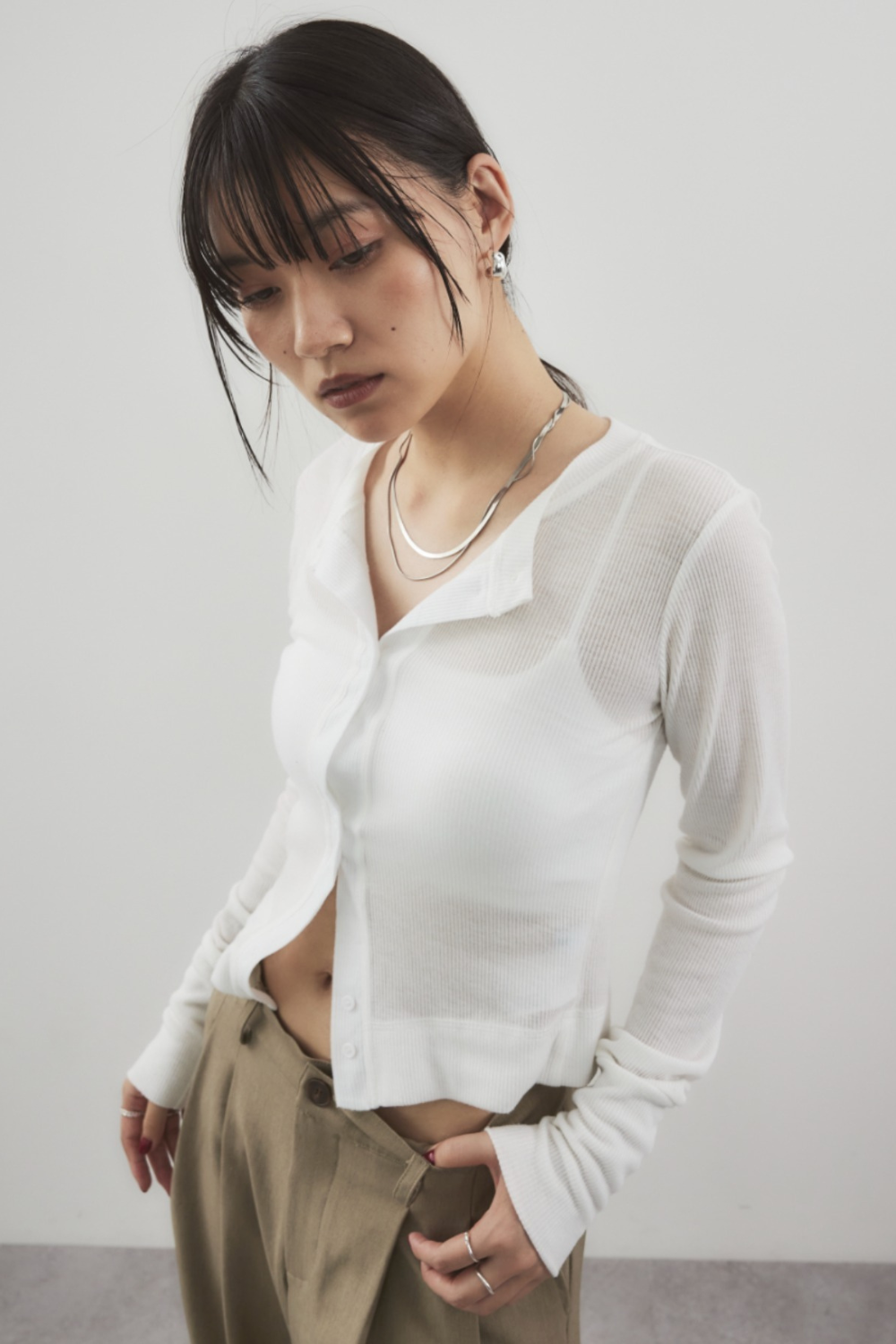 Sheer rib cardigan