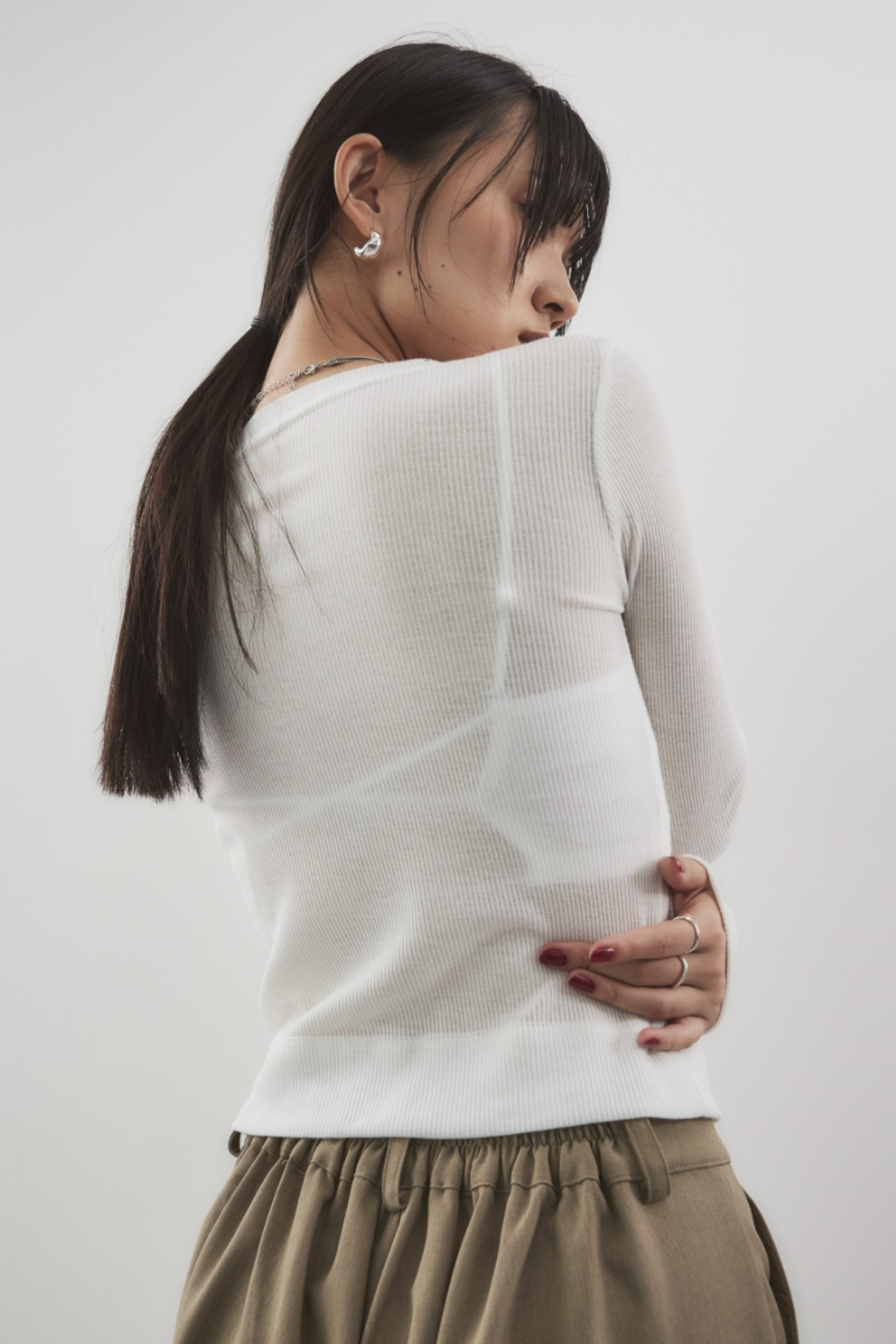 Sheer rib cardigan