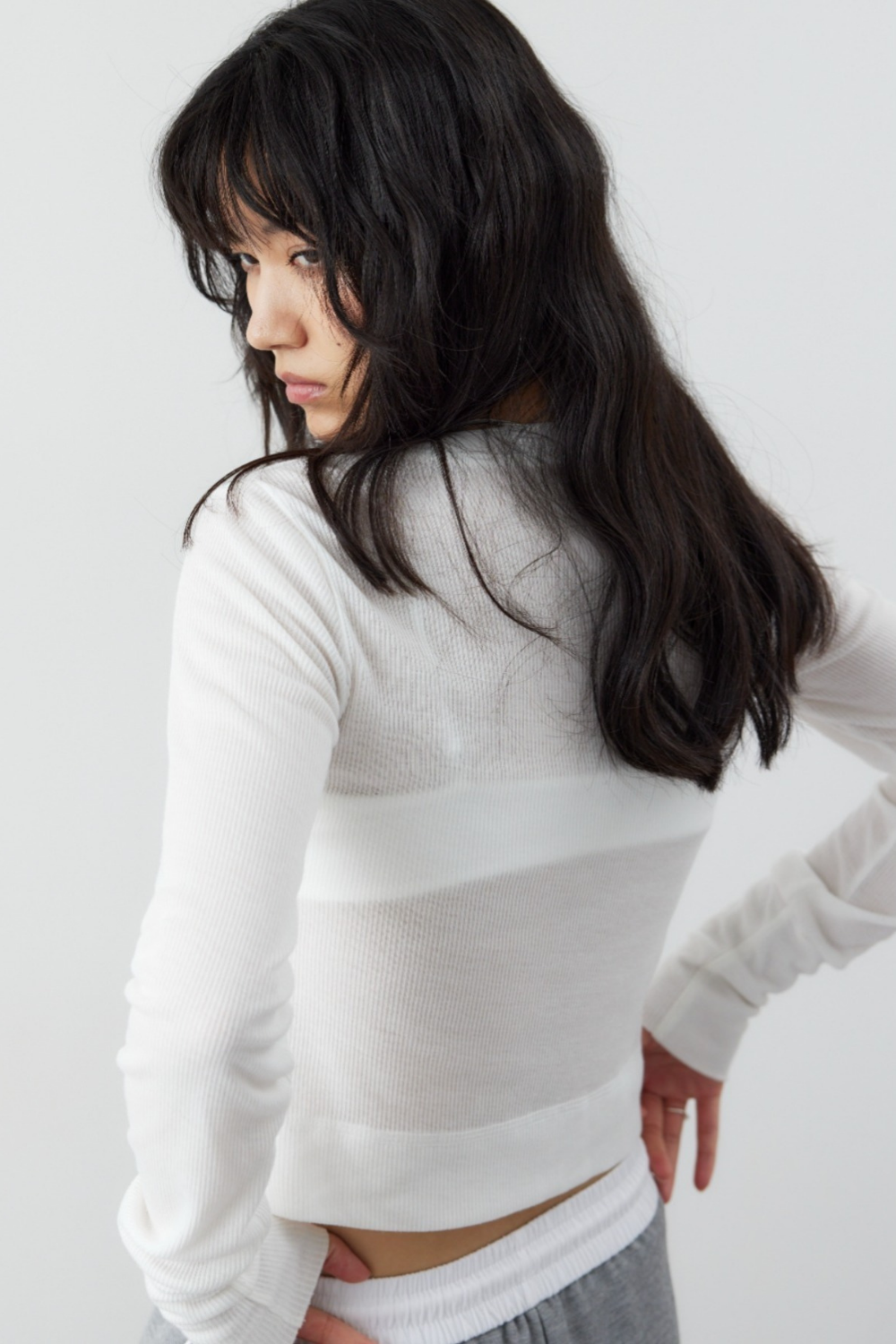 Sheer rib cardigan