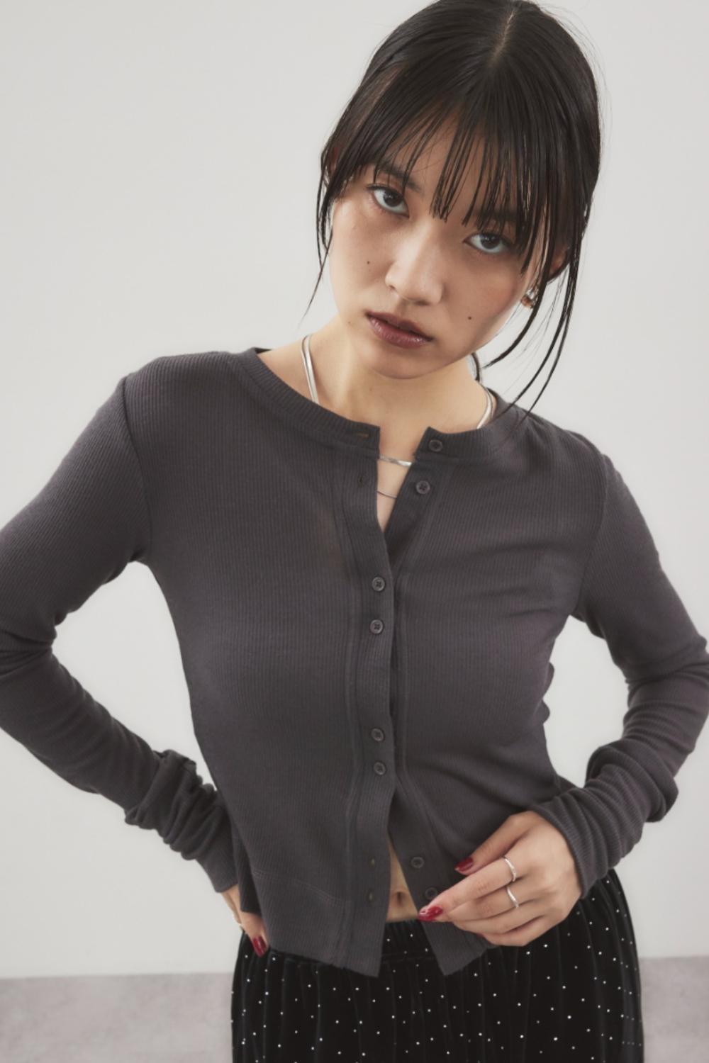 Sheer rib cardigan