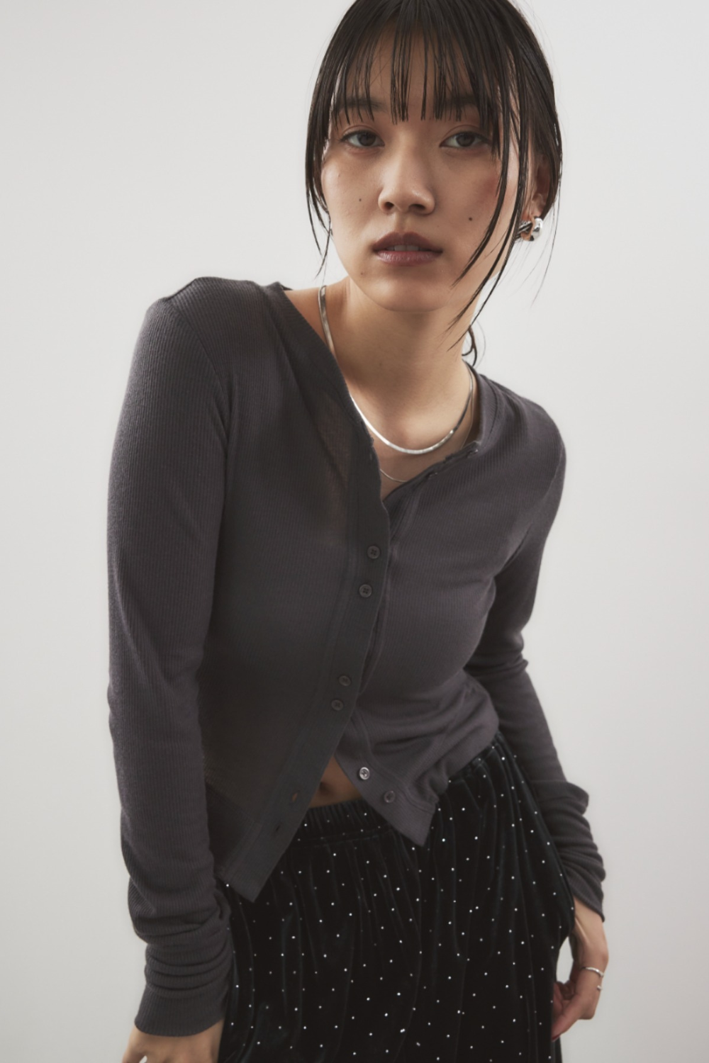 Sheer rib cardigan