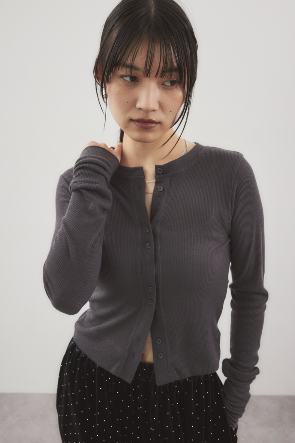 Sheer rib cardigan