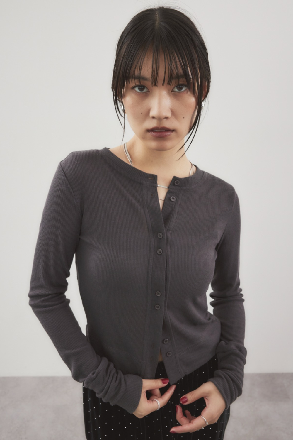 Sheer rib cardigan