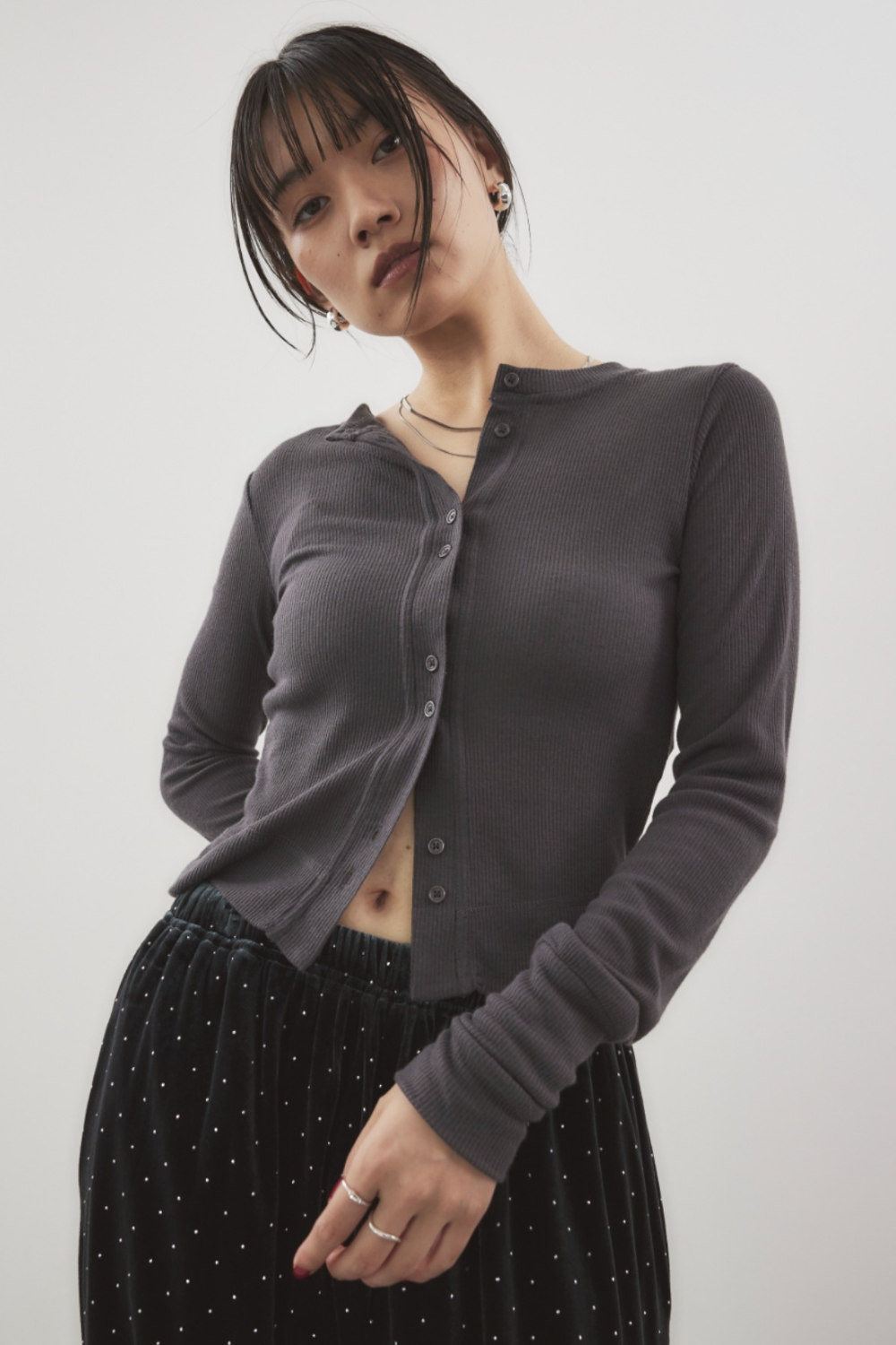 Sheer rib cardigan