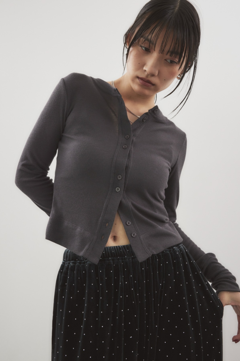 Sheer rib cardigan