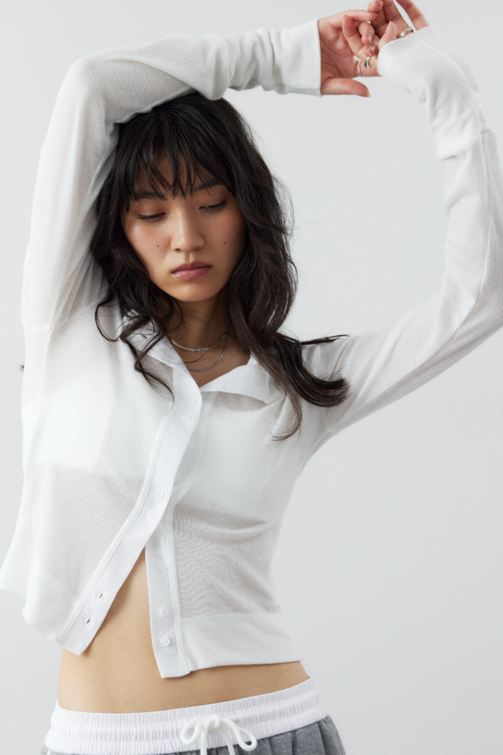 Sheer rib cardigan