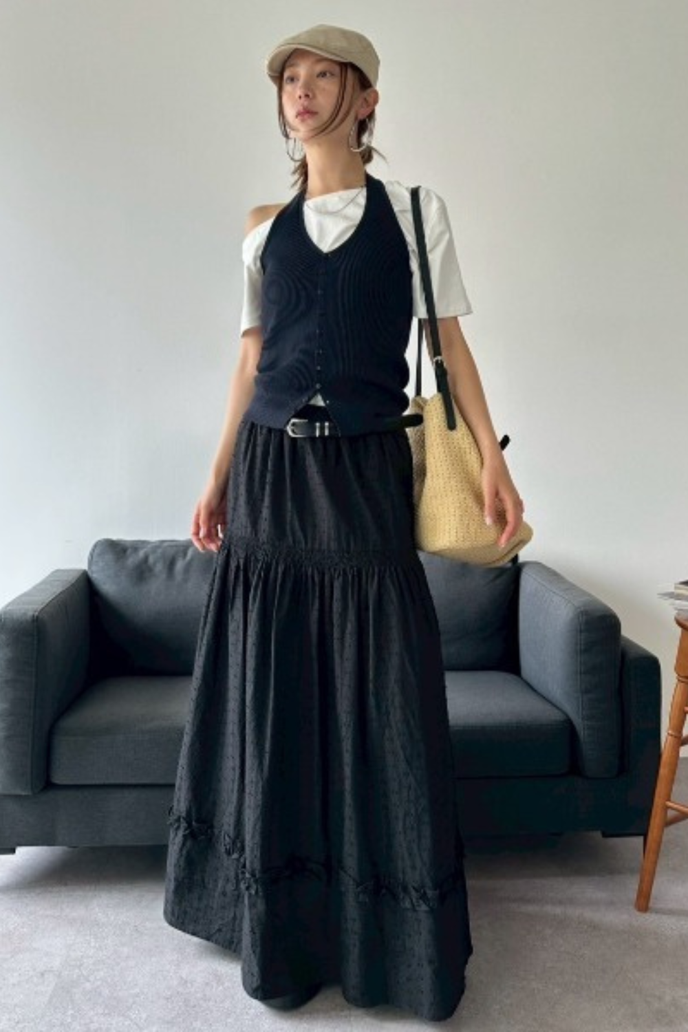 Draped off-shoulder TEE