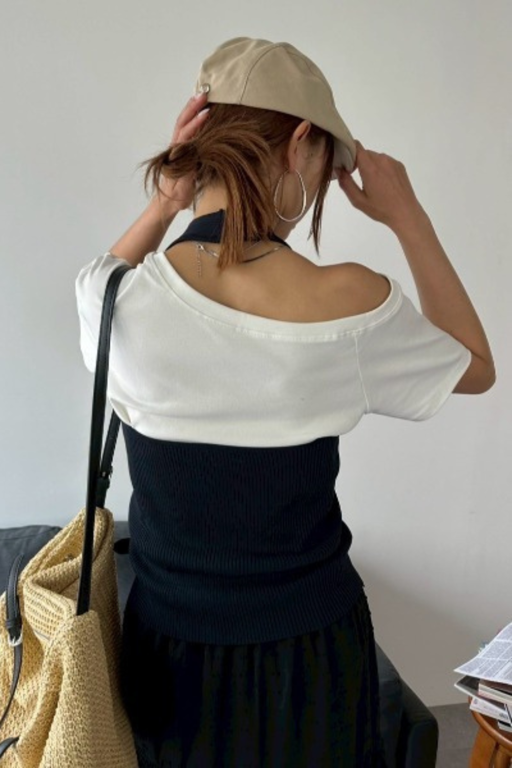 Draped off-shoulder TEE