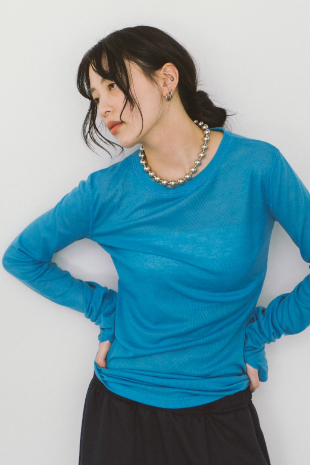 Sheer long sleeve tee