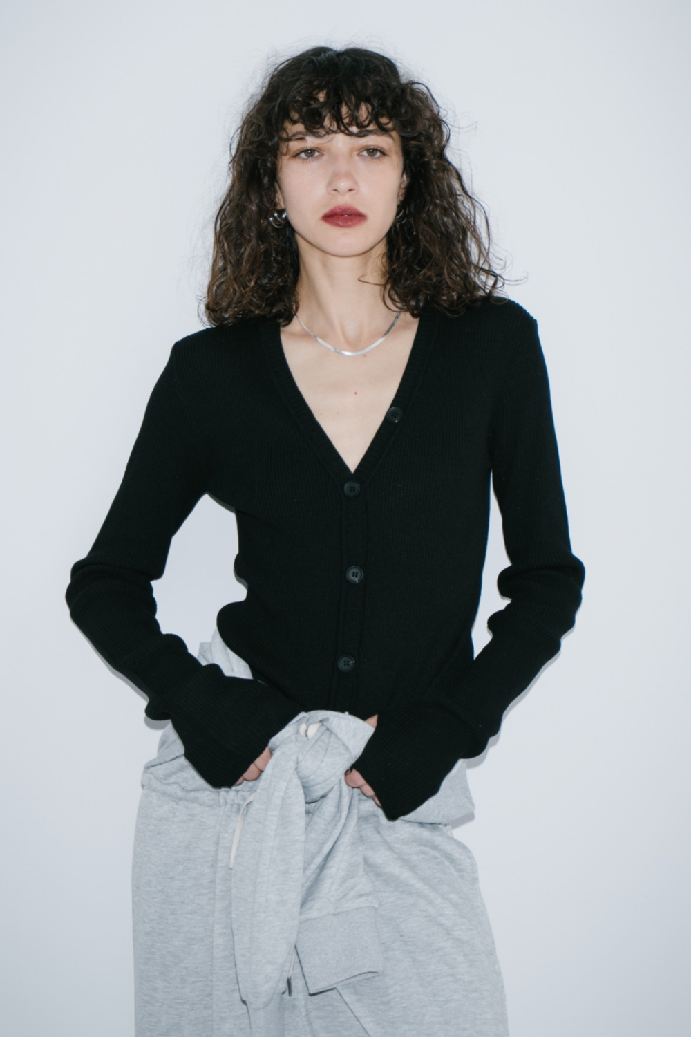 V-neck sweatshirt jumpsuit