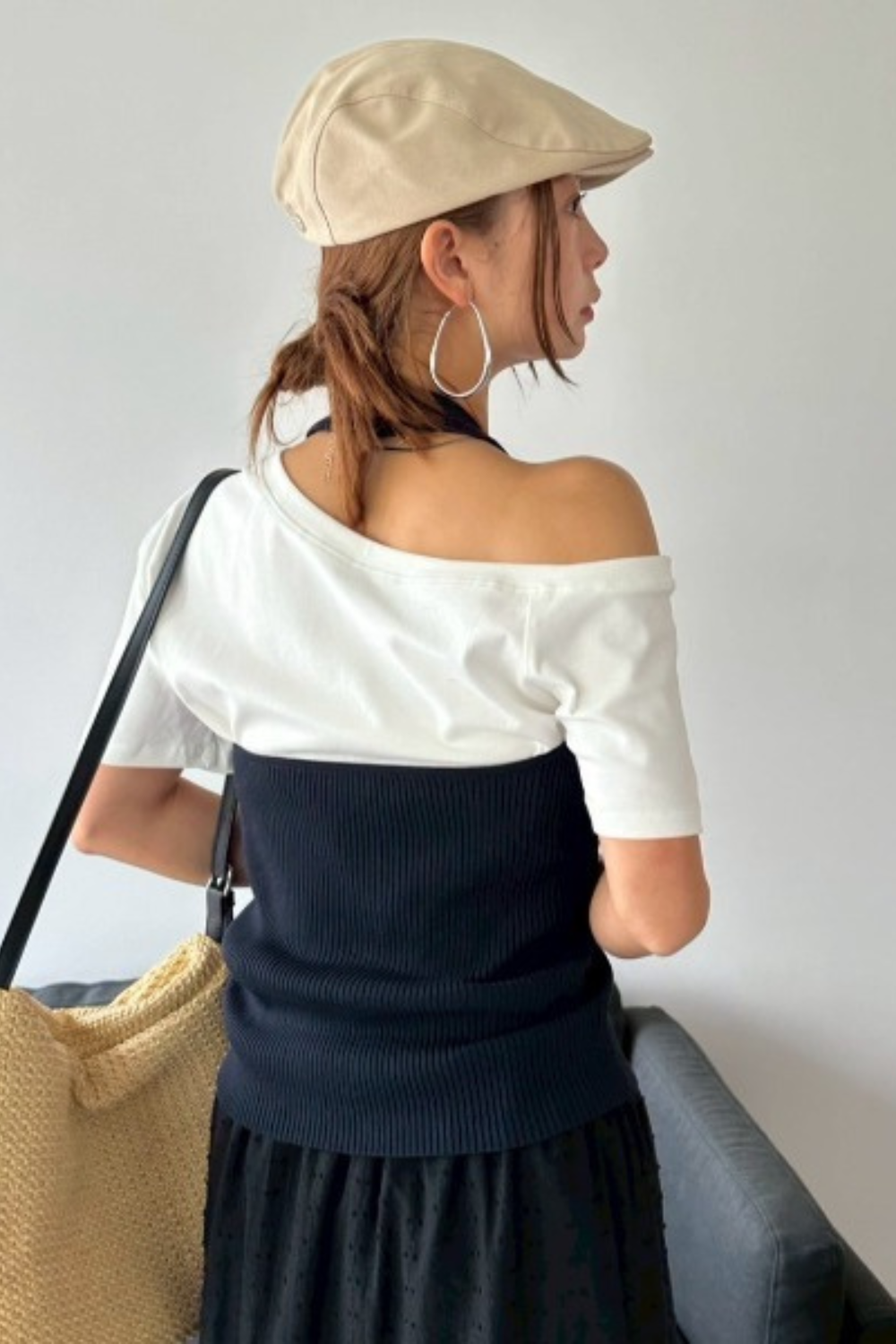 Draped off-shoulder TEE