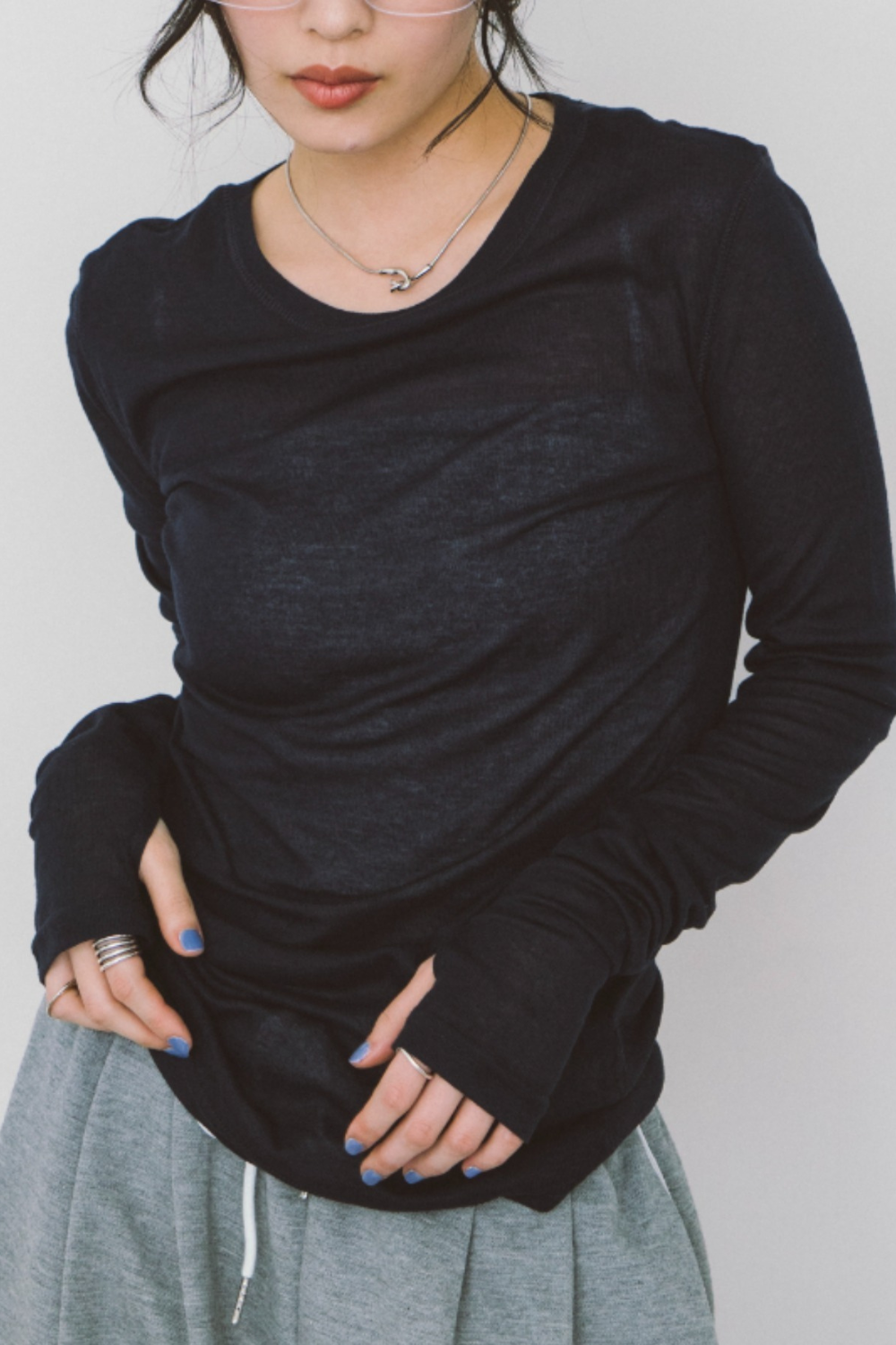 Sheer long sleeve tee