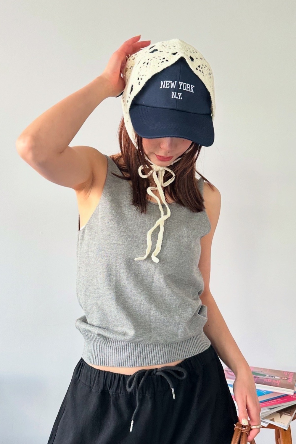 Open back knit tank