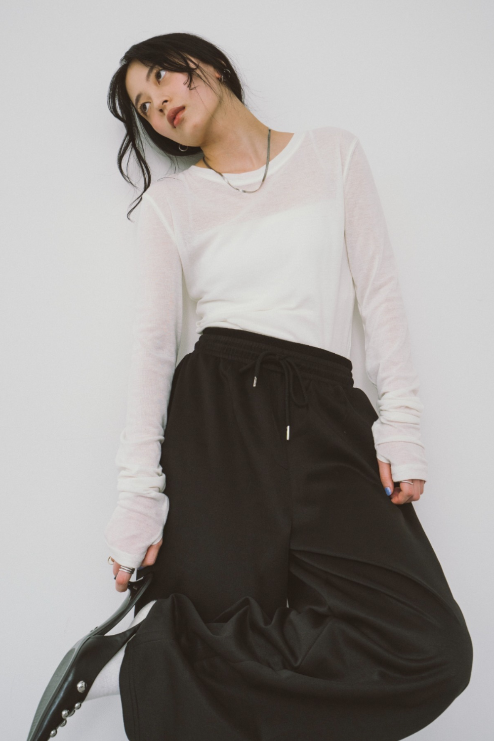 Sheer long sleeve tee