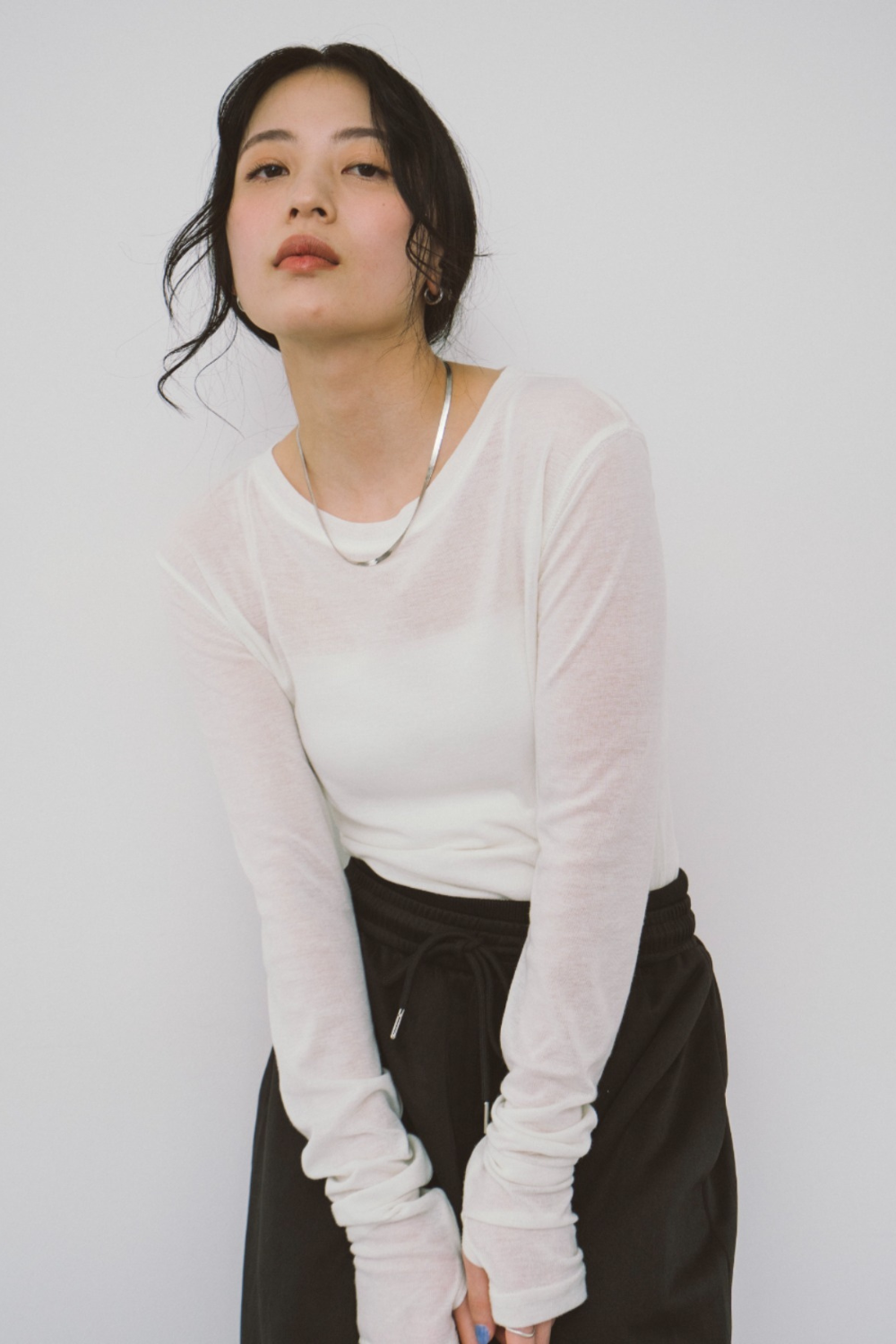 Sheer long sleeve tee