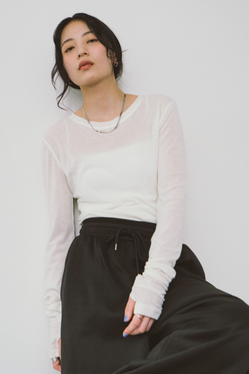 Sheer long sleeve tee