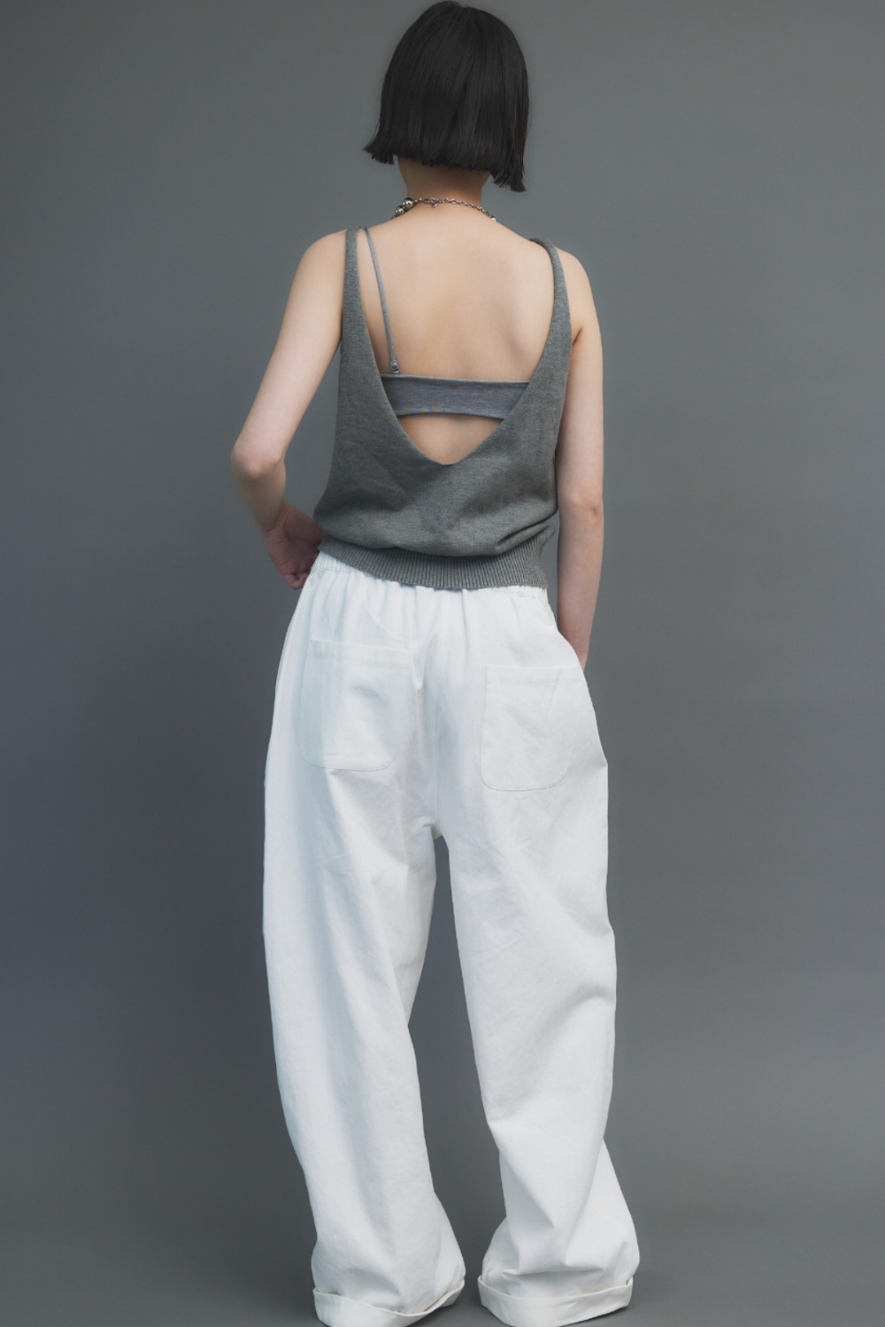 Open back knit tank