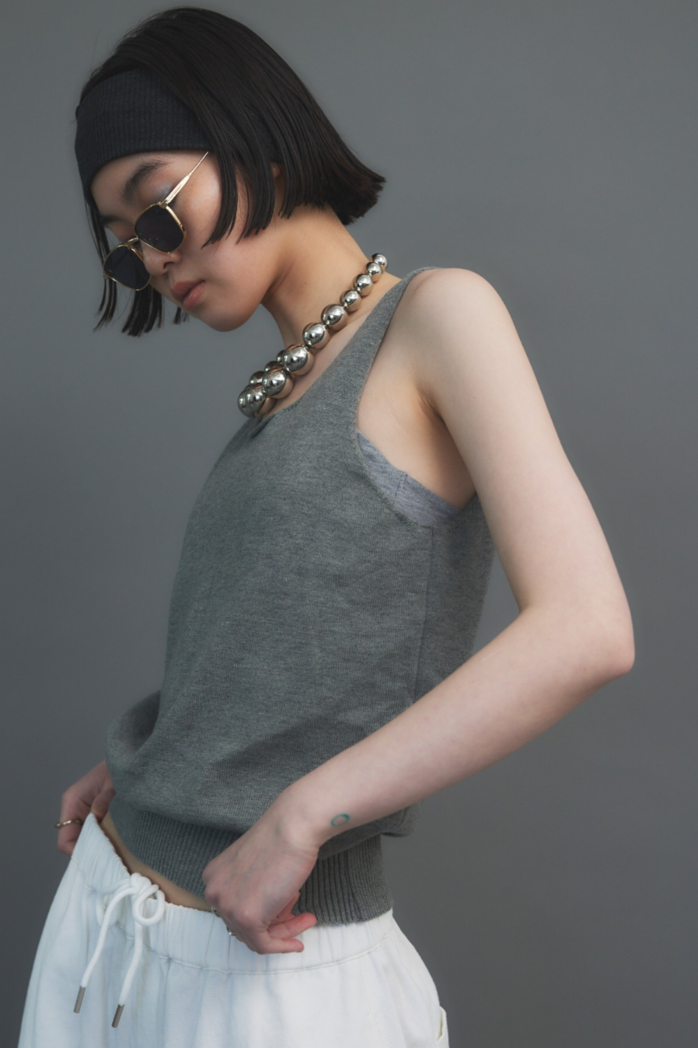 Open back knit tank