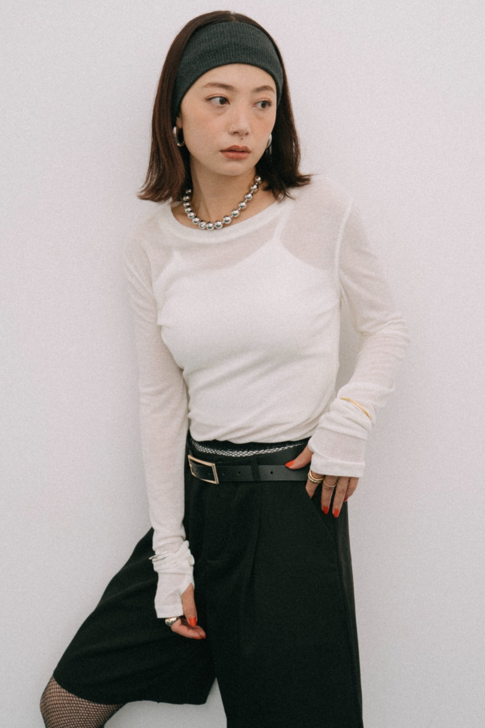 Sheer long sleeve tee