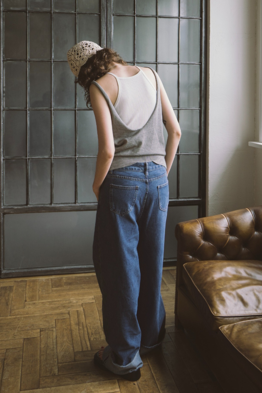 Open back knit tank