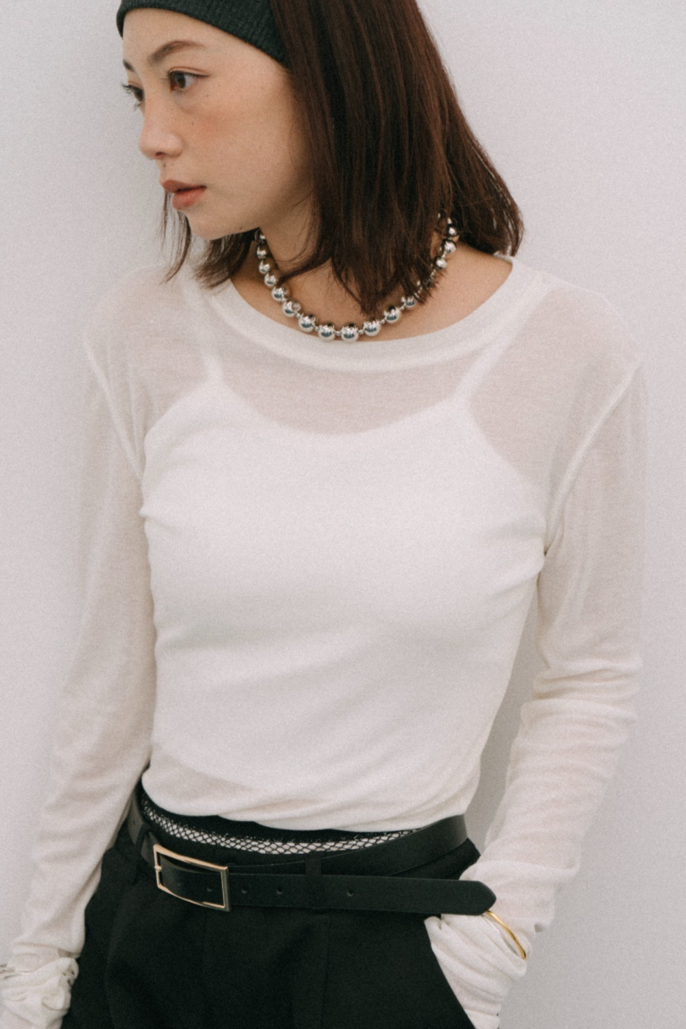 Sheer long sleeve tee
