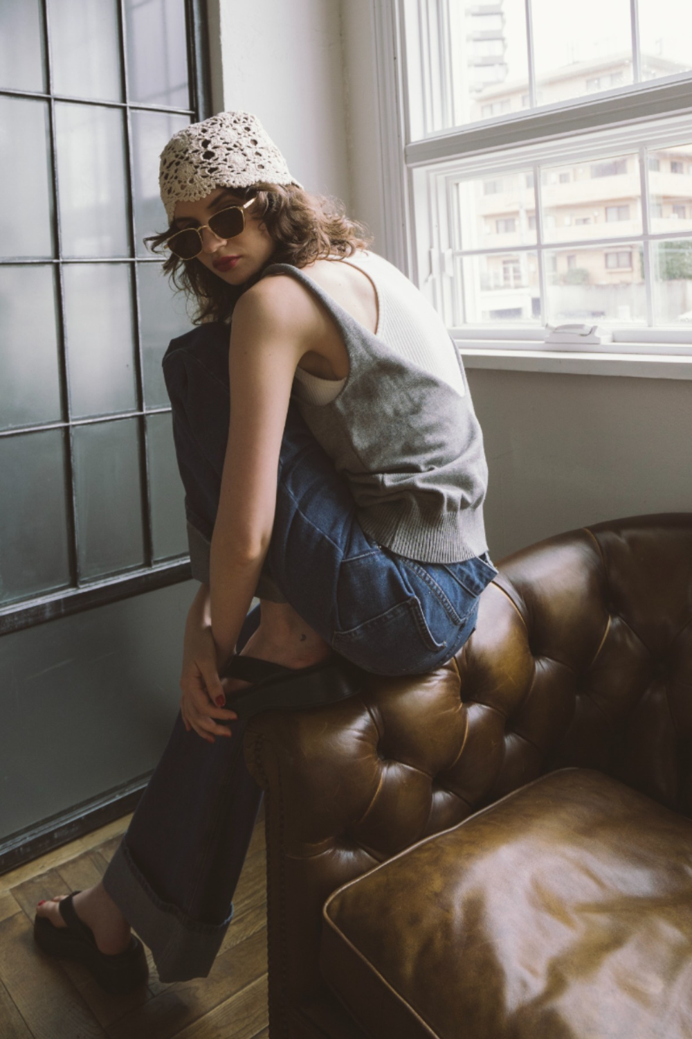 Open back knit tank