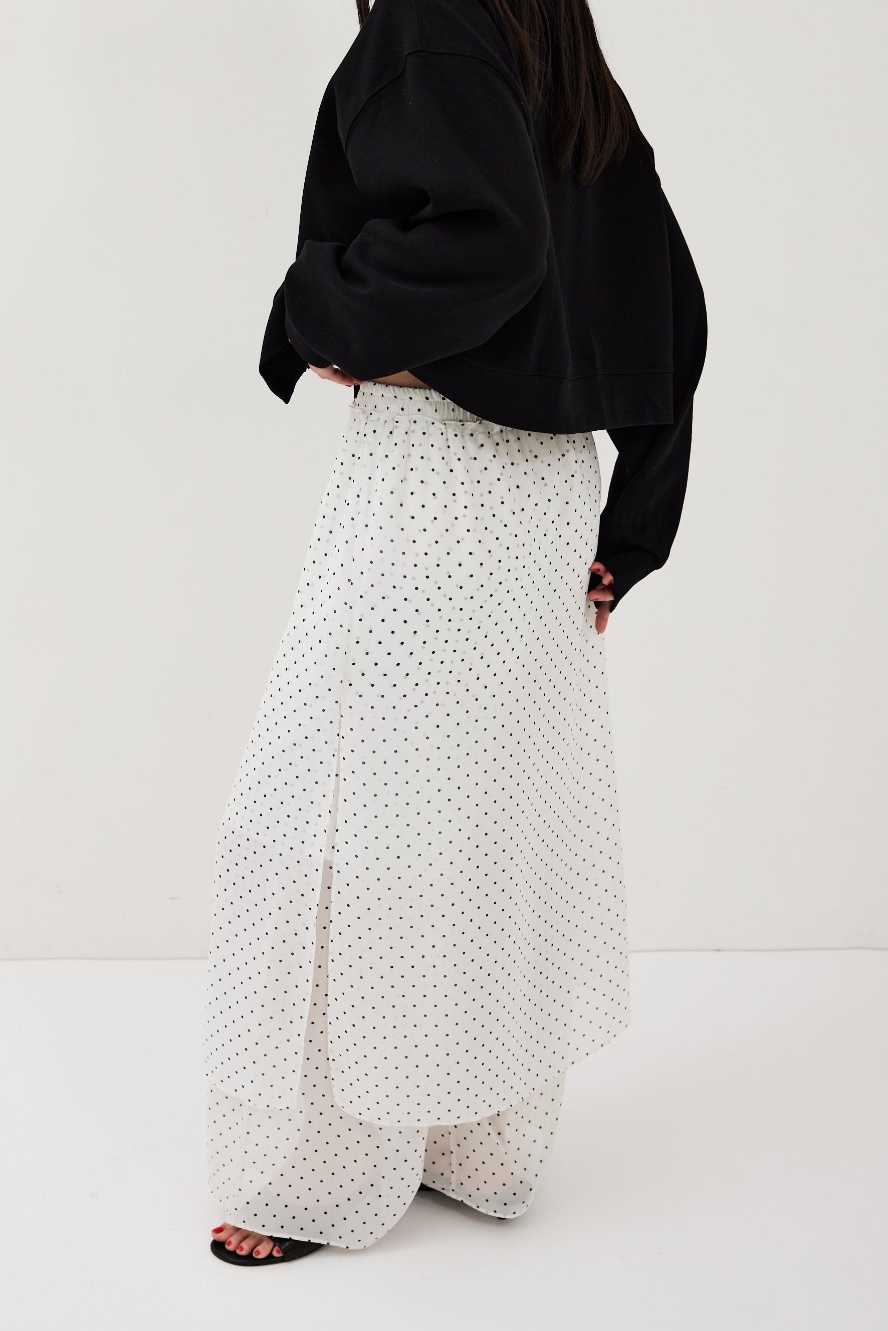 Sheer dot layered pants