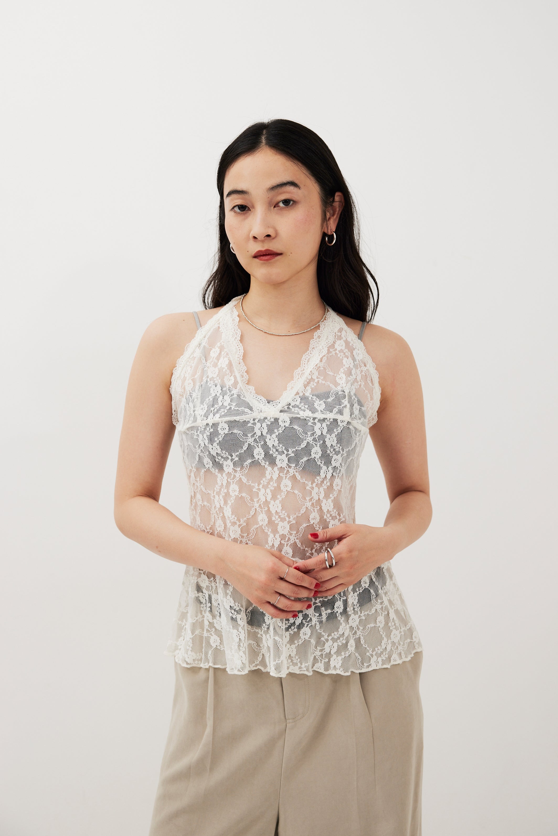 Halter neck lace top