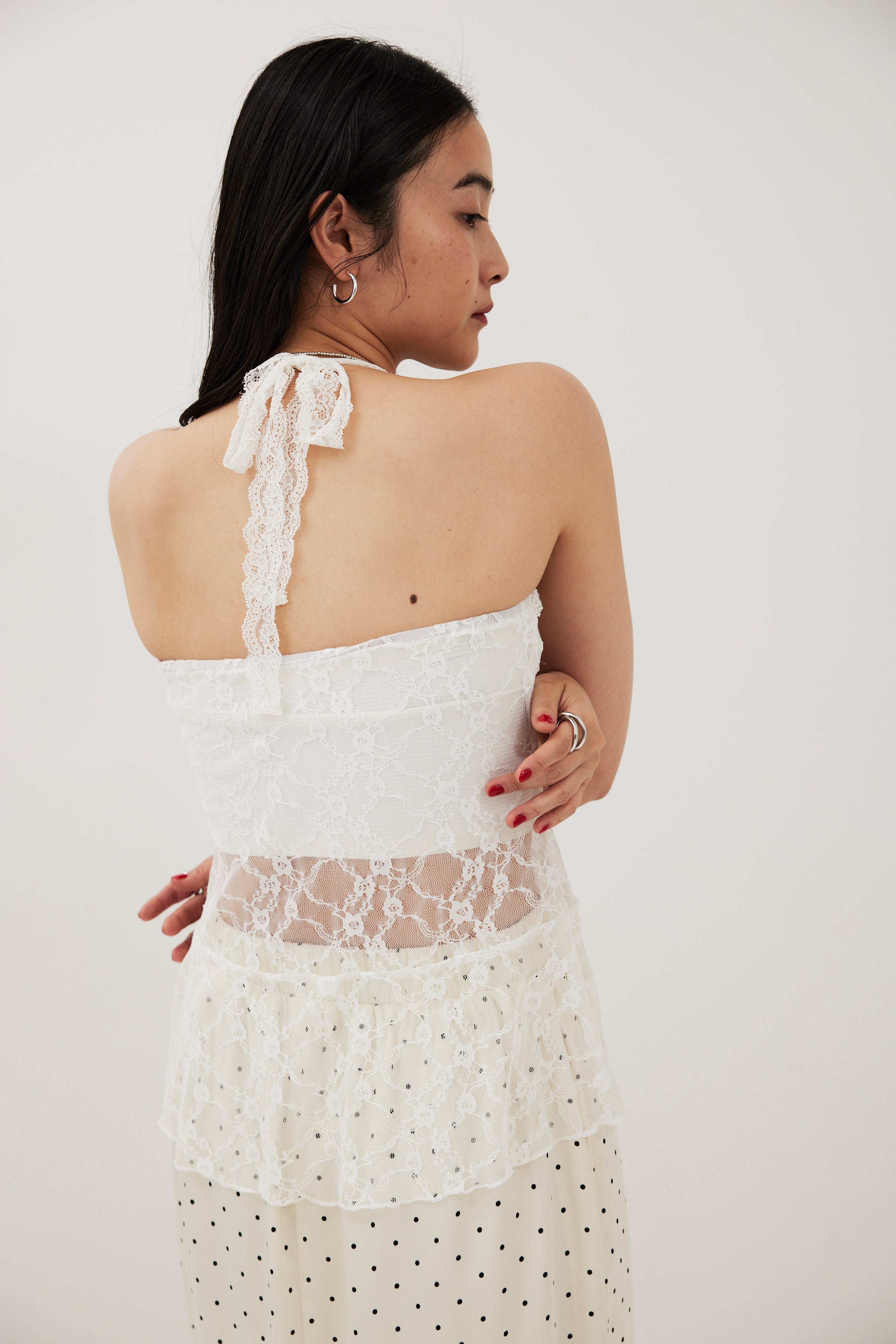 Halter neck lace top