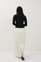 Dot satin long skirt