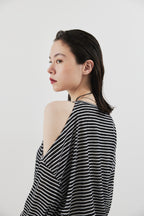Open shoulder border long TEE