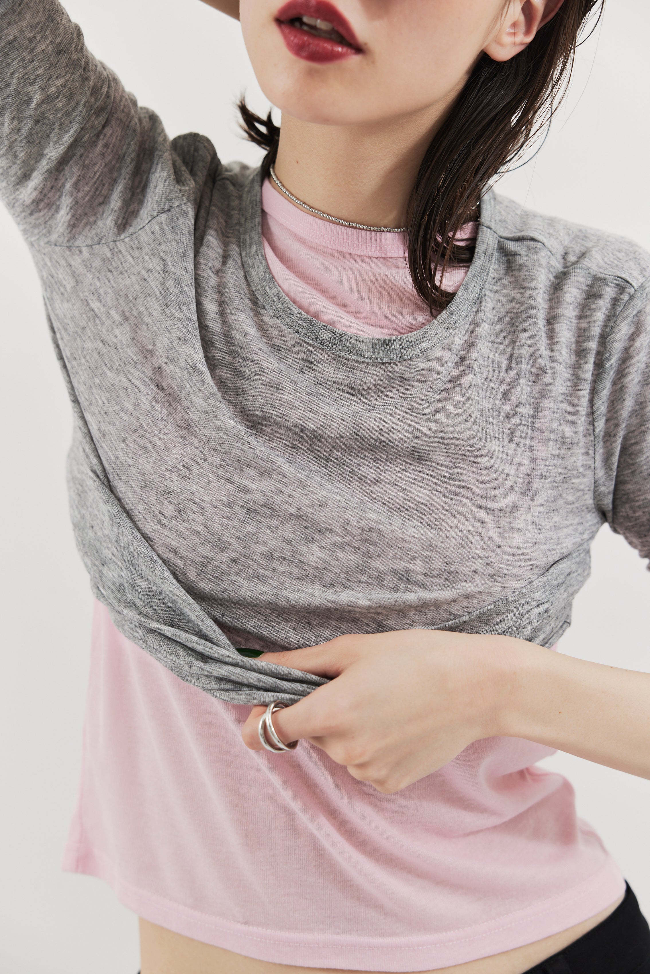 2PACK Sheer half sleeve TEE