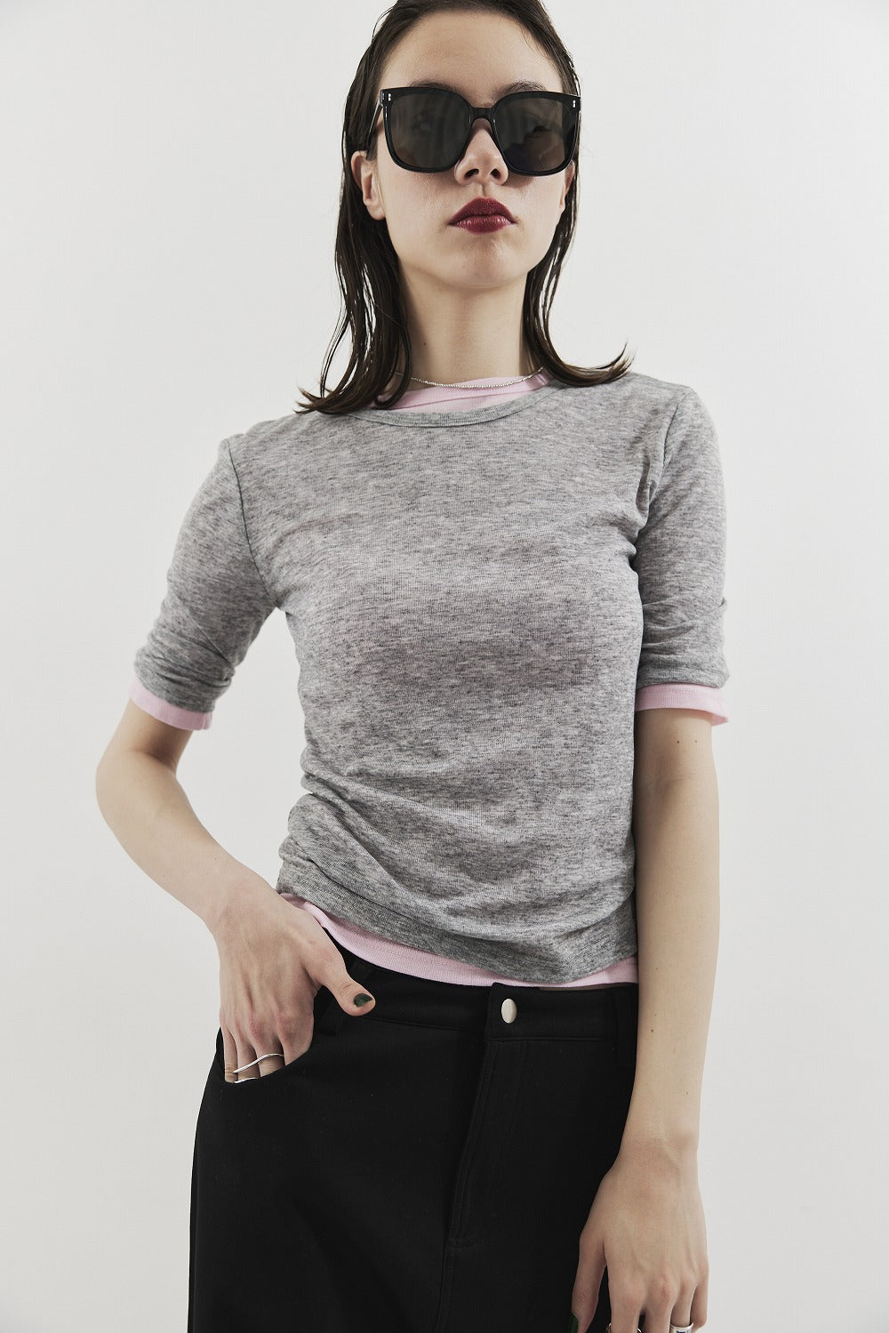 2PACK Sheer half sleeve TEE